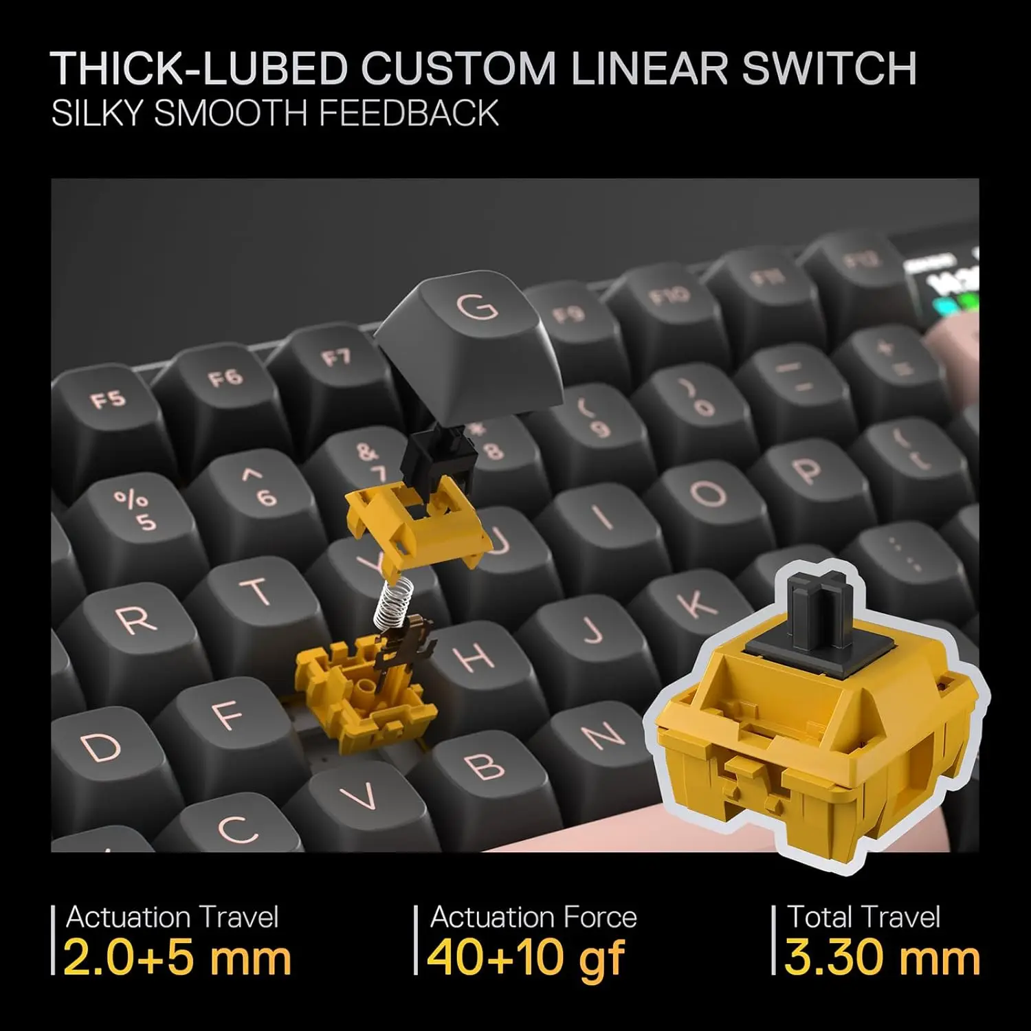 Redragon K720 حشية ألعاب لاسلكية باستخدام الحاسب الآلي 81 مفتاحًا ميكانيكية ذكية 1.14 بوصة TFT عرض معلومات لوحة المفاتيح مفاتيح Litsea