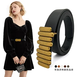 2.3cm Width Pu Leather Designer Brand  Outdoor Girl Belt Soft Real Sports Accessories Women Black Belt