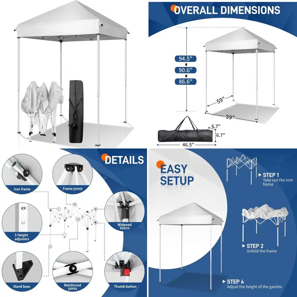 

Instant Outdoor Pop Up Canopy Tent, 5x5 Easy Setup Shelter, Carry Bag Included, Ideal for Patio, Balcony, Backyard
