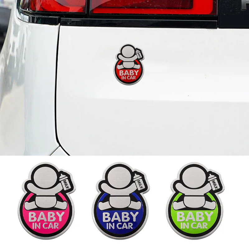 High-quality Modification 3D Metal Aluminum Alloy Warning Car Stickers BABY IN CAR Scratch Cover DIY Decoration Car Accessories