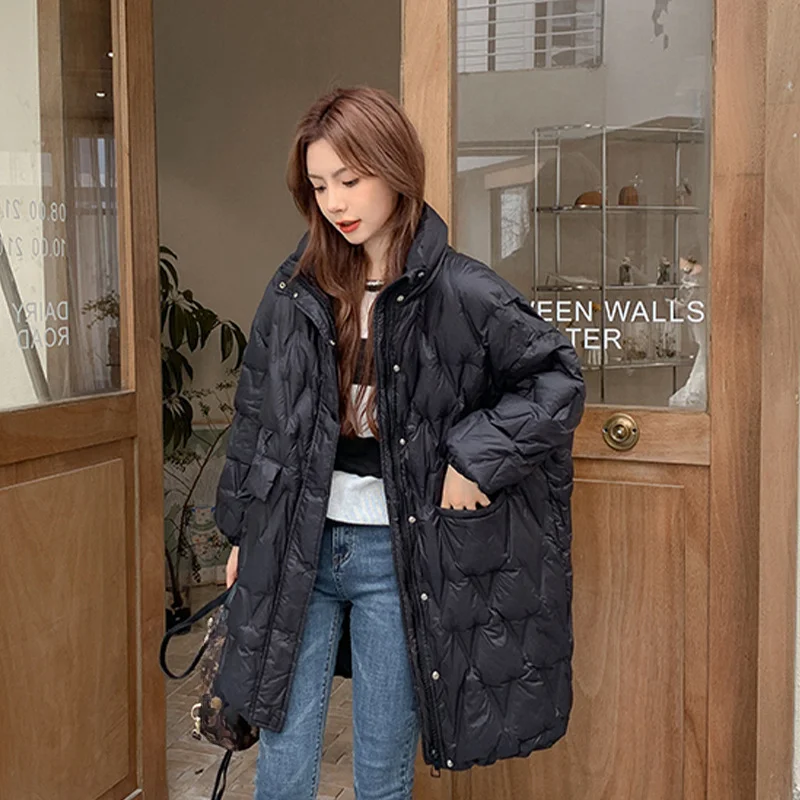 Woman Winter Coats 2024 New Puffer Jackets Korean Simple Solid Color Parker Stand-up Collar Lightweight Women\'s Down Jackets