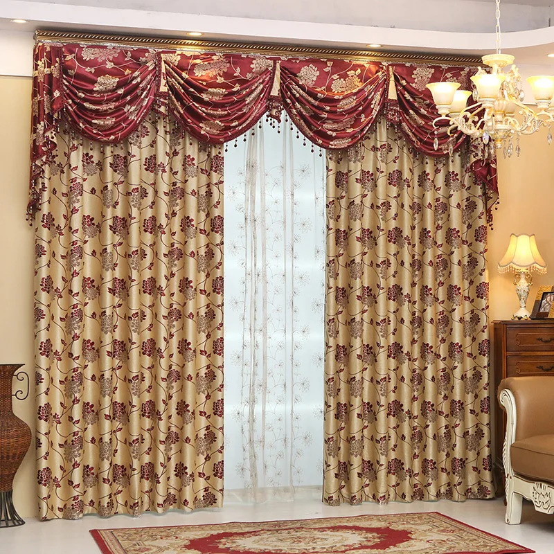 (121) Customized Factory Direct Sales Jacquard Blackout Fabric European Style Finished Curtains