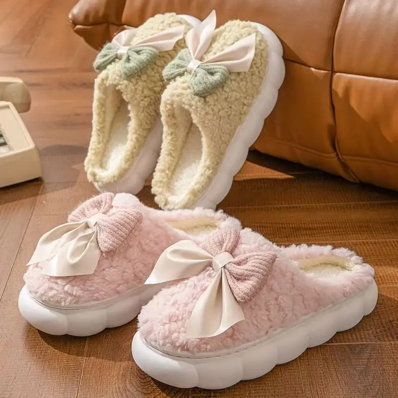 

2026 Women's winter plush cotton slippers perfect for home use anti-slip cute quiet and comfortable casual cotton shoes