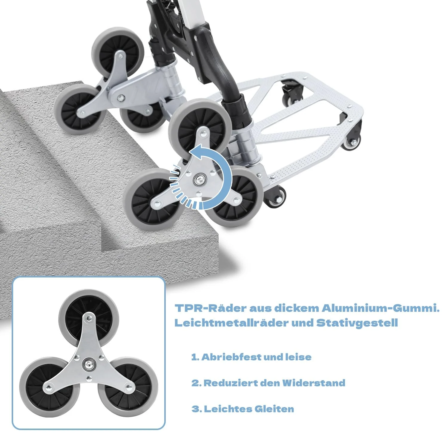 عربة نقل من الألومنيوم، شاحنة كيس قابلة للطي، سعة تحميل 35-75 كجم، مقبض ثلاثي الارتفاع قابل للتعديل، عربة درج