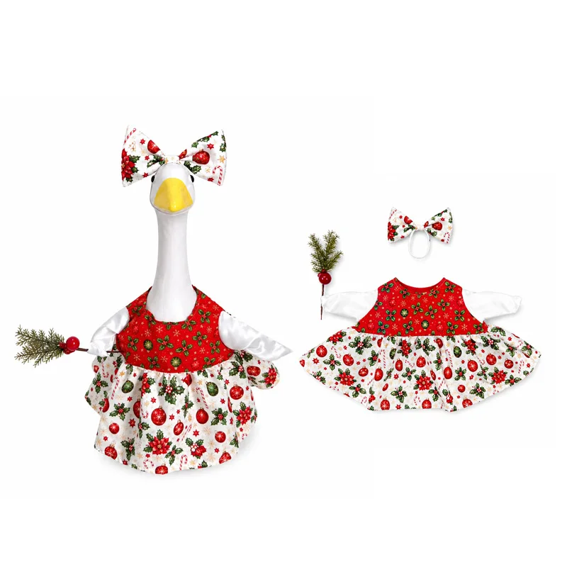 Porch Goose Costume Christmas Ruffle Dress Porch Goose Outfit Funny Xmas Lawn Goose Statue Yard Decor