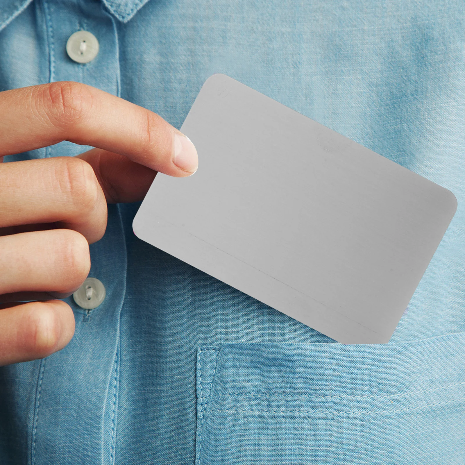 

10Pcs Stainless Steel Blank Metal Business Cards Double Sided Brushed Finish Rounded Corners Safe Design for DIY Engraving Metal