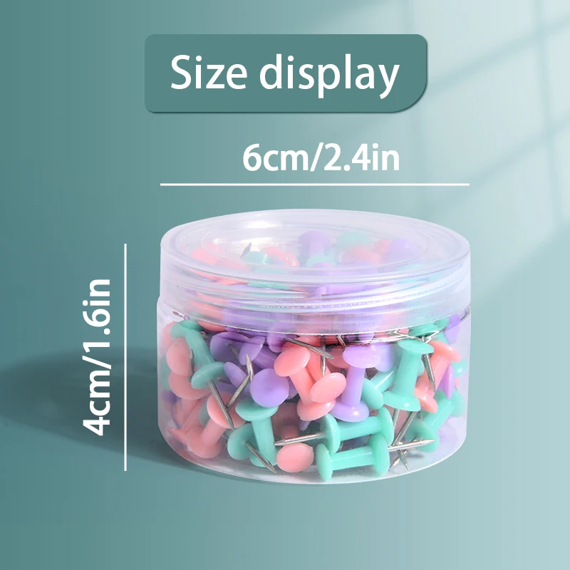 100 Stück rosa/grün/lila gemischte Reißzwecken, Reißzwecken, Brettnadeln, Zeichnung, Fotowand, Ohrstecker, Büro, Schulbedarf, Metallnadeln