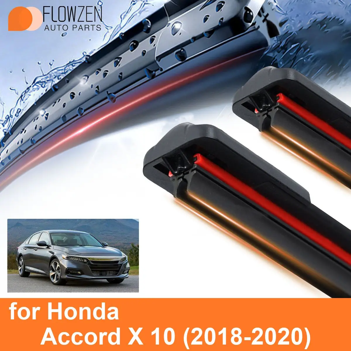 Car Windshield Wiper Blades for Honda Accord X 10 Double Rubber Frameless Bracketless Car Wipers Soft Accessories 2018 2019 2020