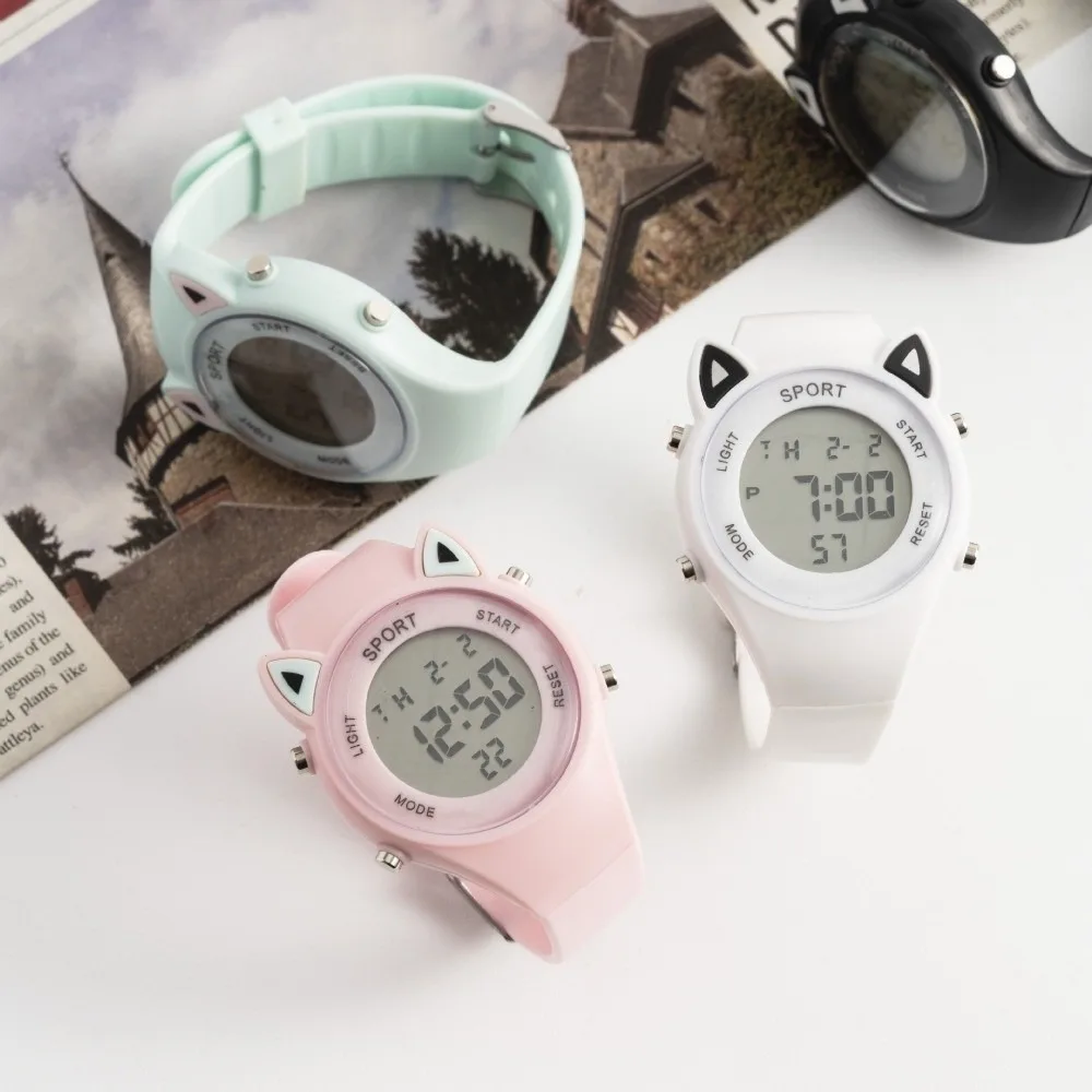 Montre numérique en Silicone pour enfants, jolie montre numérique confortable et souple, légère avec Bracelet, montre électronique de sport pour étudiants