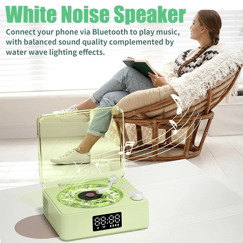 

2025 модный виниловый плеер Bluetooth RGB светильник динамик белый шум ретро проигрыватель динамик помощь во сне витрула динамик в форме