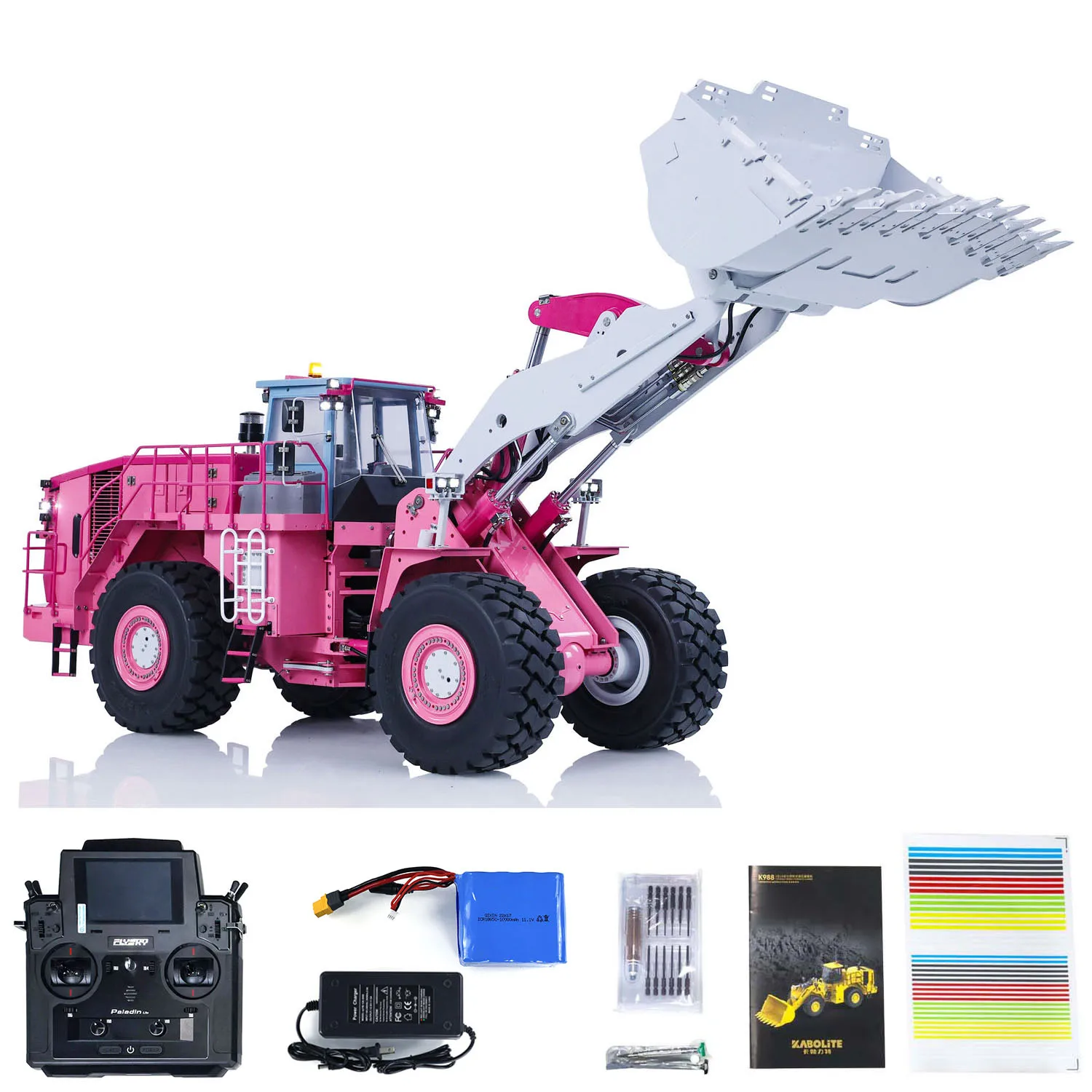 Clearance KABOLITE RTR K988 Upgraded 1/14 Hydraulic RC Loader Radio Control Cars Trucks 6CH Sound Light Painted Toys DIY Model