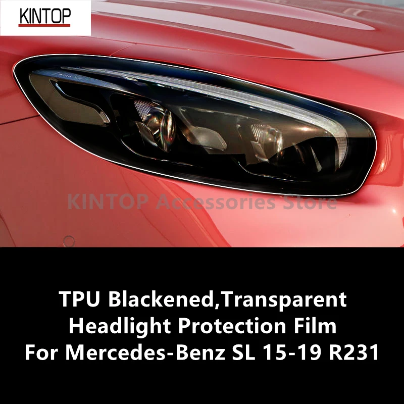 

For Mercedes-Benz SL 15-19 R231 TPU Blackened,Transparent Headlight Protective Film,Headlight Protection,Modification