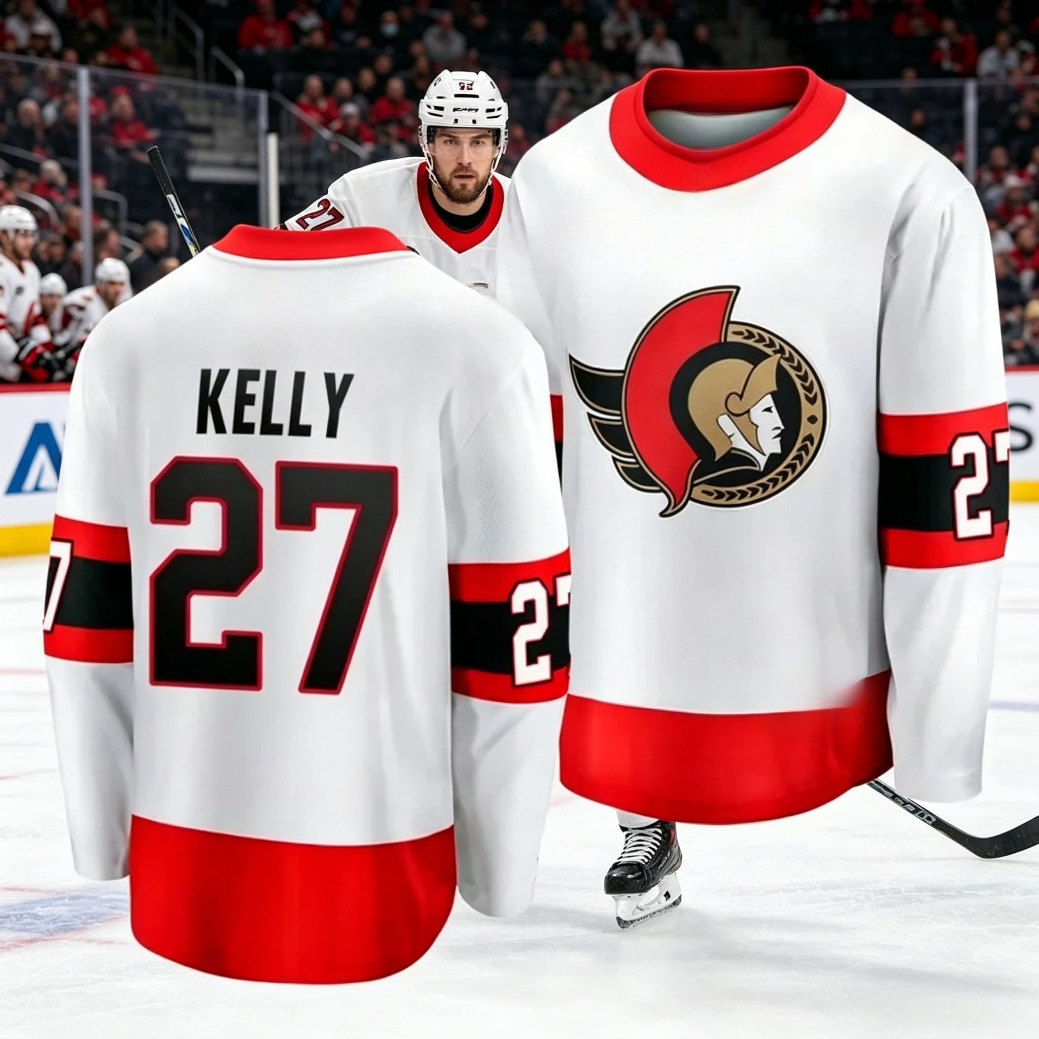 2026 Men's New Ice Hockey Training Suit - Fan Edition 3D Printed Pattern Moisture-Wicking White Long-Sleeved T-Shirt Kids