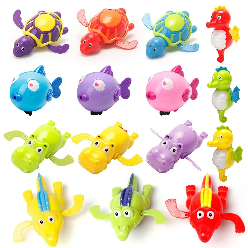 Baby Bath Toys Tortoise Classic Clockwork Water Toy Infant Swim Cartoon Turtle Wind-Up Toys Kids Summer Swimming Toys