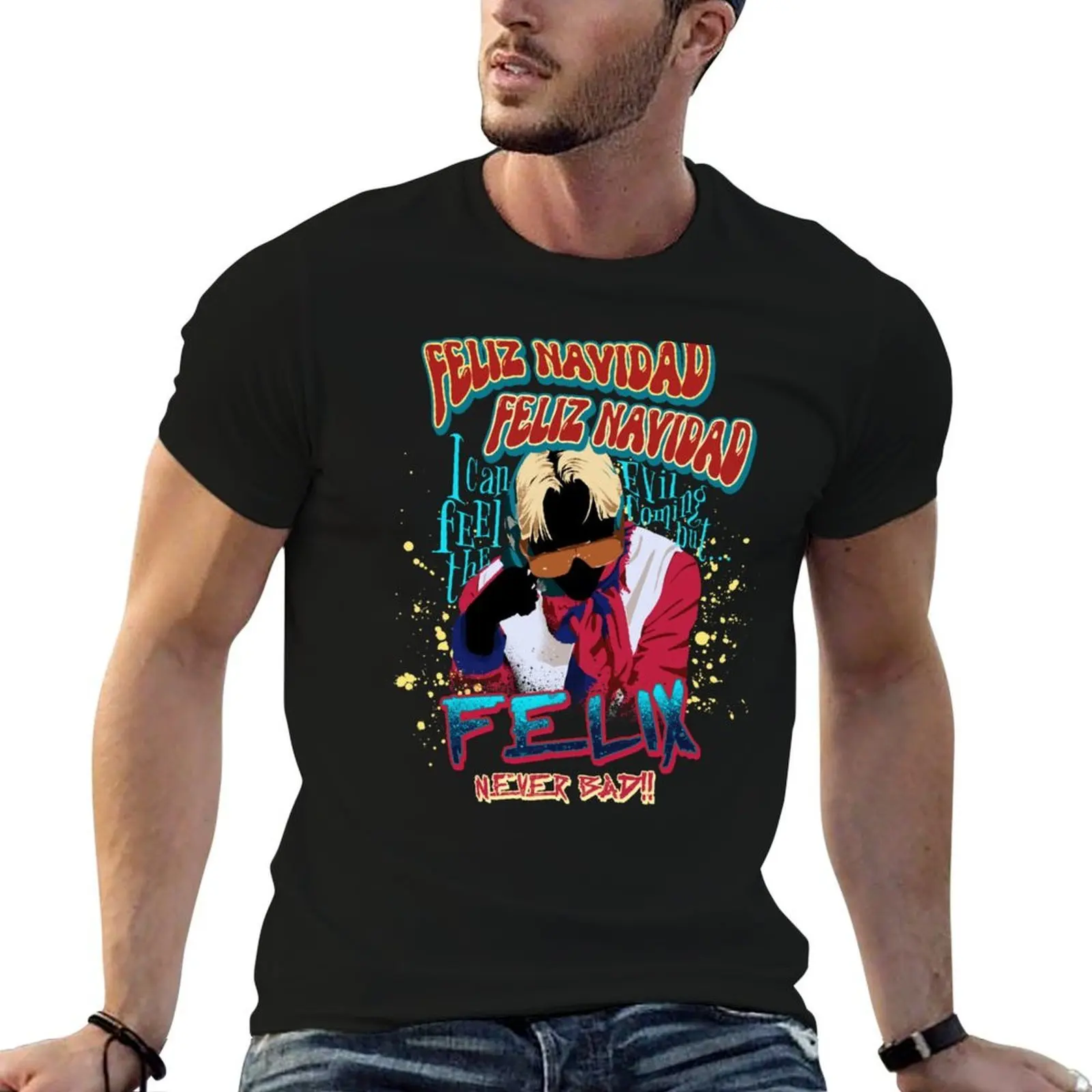 Футболка Christmas Evel Felix SKZ, мягкая на ощупь, базовая хлопковая футболка