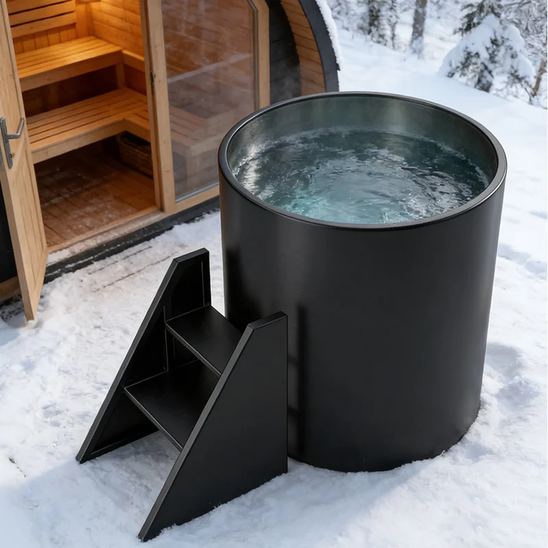 Customize 304 Stainless Steel Freestanding Bathtub Direct Ice Bath Tub Cold Plunge Tub 60gal+ Lid  for Distributors