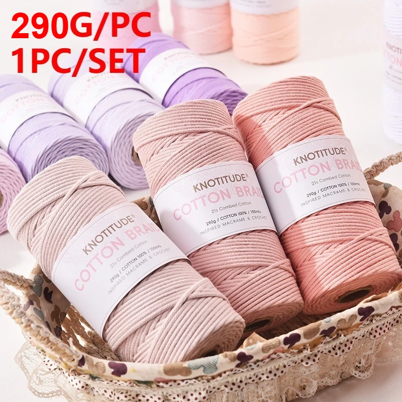 

290 г 1 шт. 2 мм круглая хлопковая пряжа для ручного вязания, оплетка, хлопковый шнур для сумок, шапок, одеяла «сделай сам», ремесла, дверной звонок, домашний деко
