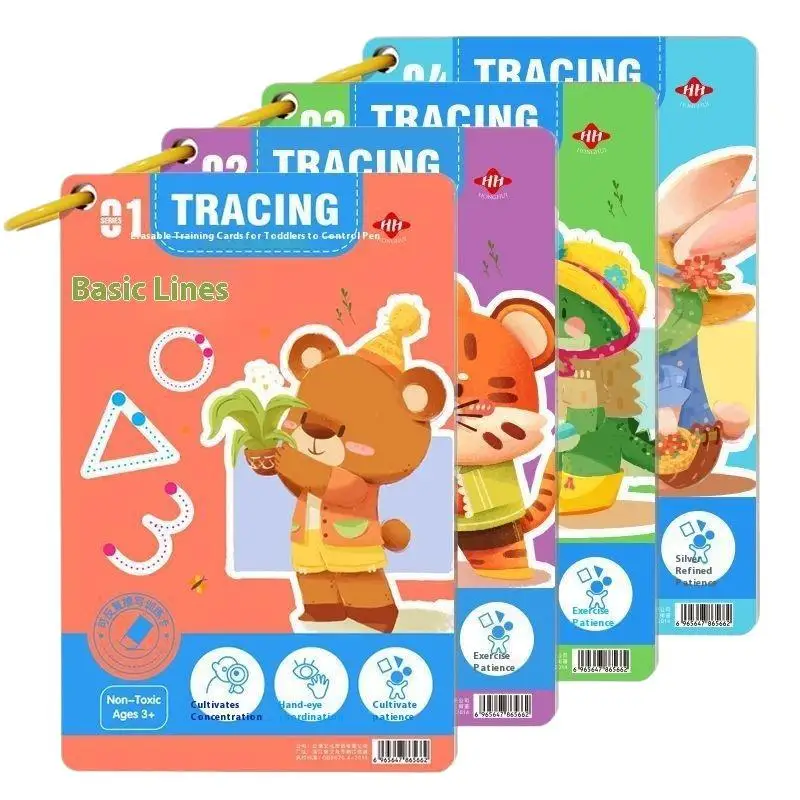 Stylo éducatif pour bébé en bas âge, 32 Pages, contrôle du traçage, cahier d'exercices de formation, écriture, dessin, jouets d'apprentissage précoce, 1 pièce