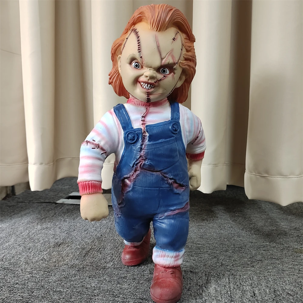 Jeu d'enfant 1:1 Chucky poupée debout Statue horreur Chucky Figure modèle jouet poupée à collectionner Halloween chambre décor accessoire enfants cadeau