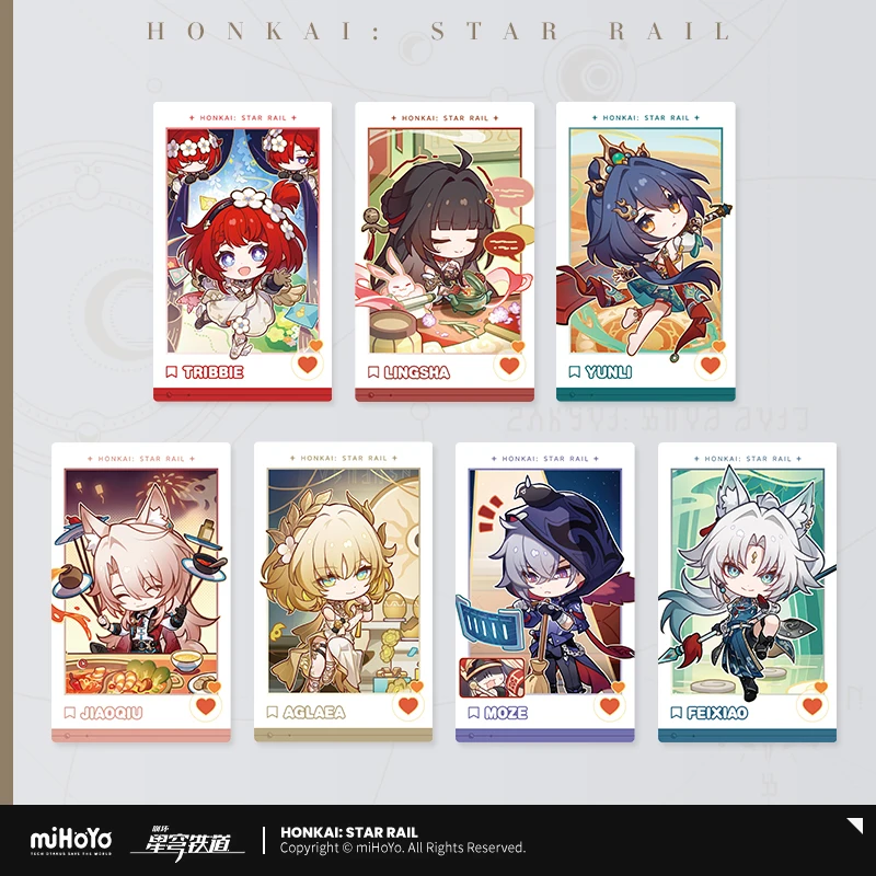 

Honkai Star Rail Official miHoYo Original Authentic XCHS 2 Series Cards Set Feixiao Jiaoqiu Tribbie Lingsha Yunli Game Gift