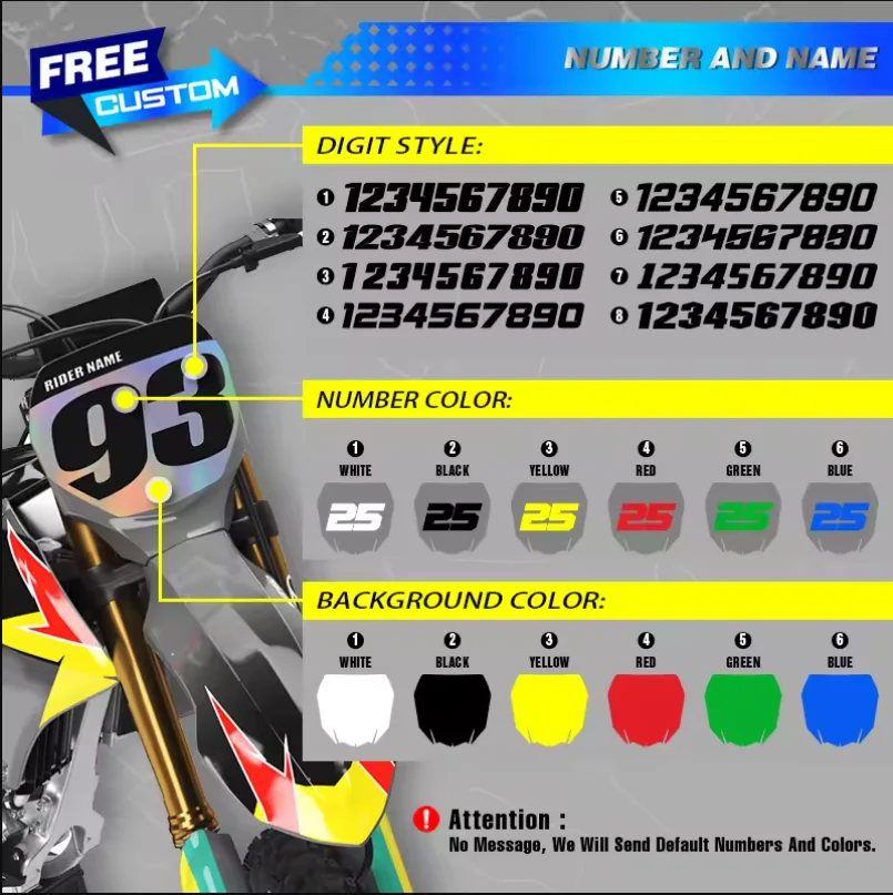 Image of DS Motorrad-Grafik-Aufkleber-Set mit Nummer und Namen nach Maß