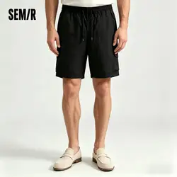 Semir Black Work Shorts Men 2025 New Summer Loose Sport Straight-Leg Mid-Length Pants Moisture Wicking for Casual Wear