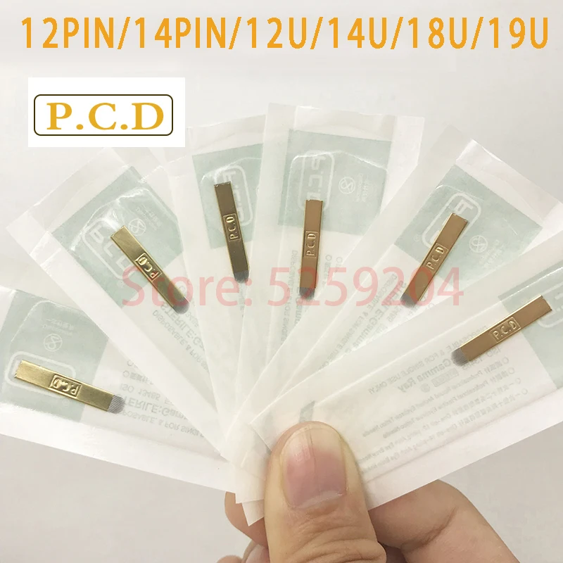 500 stücke Microb lading Nadel 12pin Klinge Tebori Lamina Microb lading harte Kunst Permanent Make-up Augenbrauen Tattoo Nadeln PCD 14 19 u