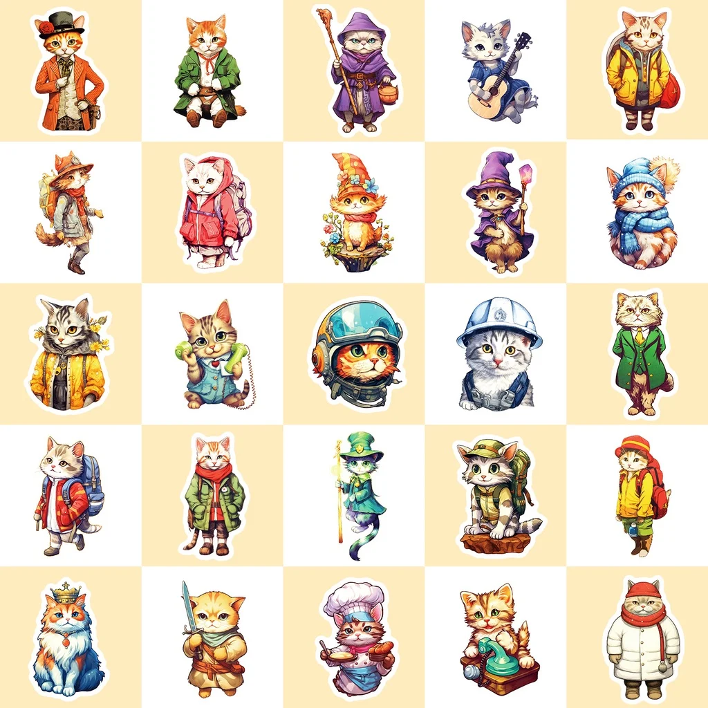 สติกเกอร์แมวเท่ๆ 50 ชิ้น สำหรับตกแต่งกระเป๋าเดินทาง เคสมือถือ แล็ปท็อป โน้ตบุ๊ก ของขวัญสำหรับเด็ก ร้าน BulingBulingStickers