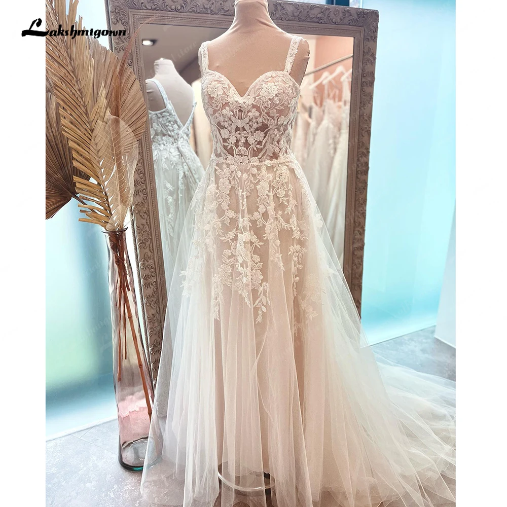 Lakshmigown A Line Boho Lace Open Back Women abito da sposa 2023 Vestidos Beach abiti da sposa senza maniche abito da sposa