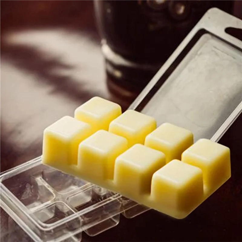 

SEWS-Wax Melt Containers-8 Cavity Clear Empty Plastic Wax Melt Molds-50 Packs Cubes Clamshells For Tarts Wax Melts