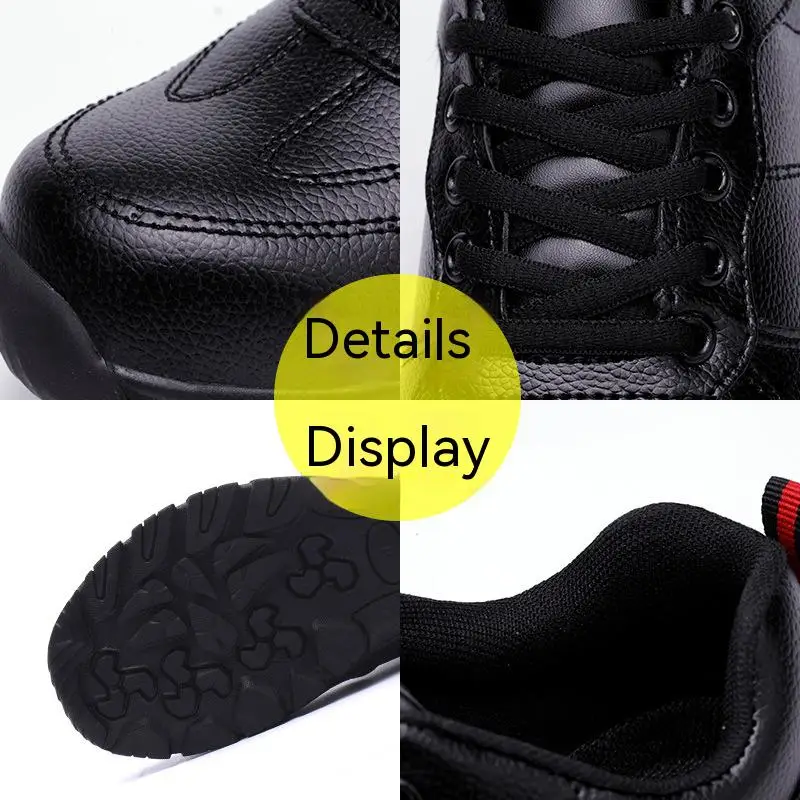 New Men Leather Safety Shoes Puncture-Proof Steel Toe Work Shoes Men Protective Shoes Black Breathale Work Shoes Footwear Male