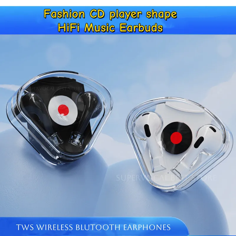 스포츠 이어폰 TWS 무선 이어폰 Blutooth HD 통화 낮은 대기 시간 게임 헤드폰 패션 CD 플레이어 모양 HiFi 음악 이어 버드