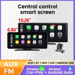 For Universal Car Radio Multimedia Video Player Carplay Android Auto DSP Portable HD Touch Screen With USB AUX Rear View Camerp