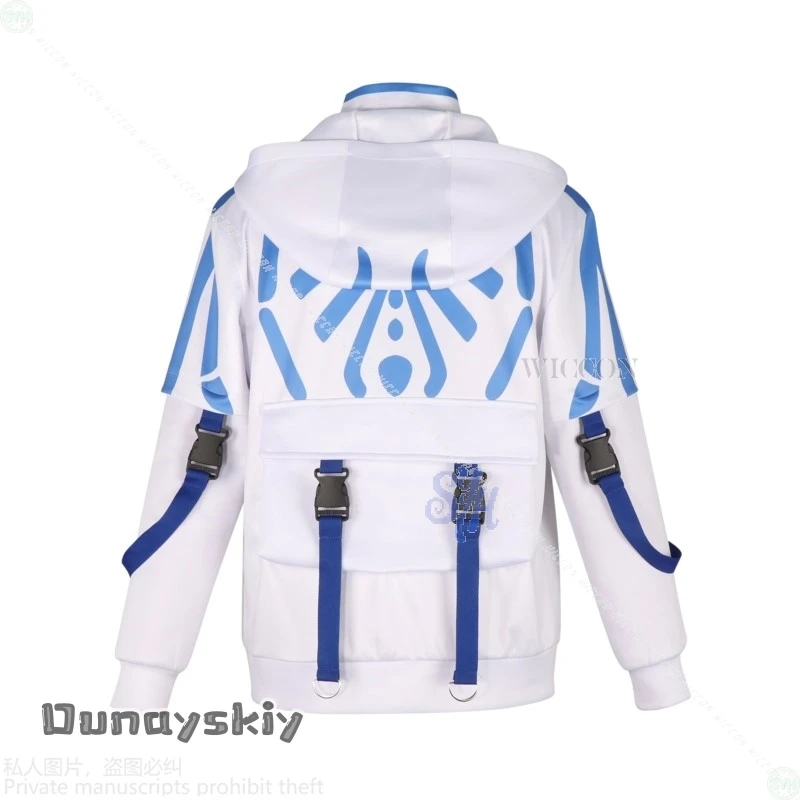 عارضة شينغو ناتوري تاكيرو كونغو شيو كيريشيما تأثيري قواطع الرياح أنيمي زي هوديي الأزرق الأبيض الشرير Y2k دعوى هالوين