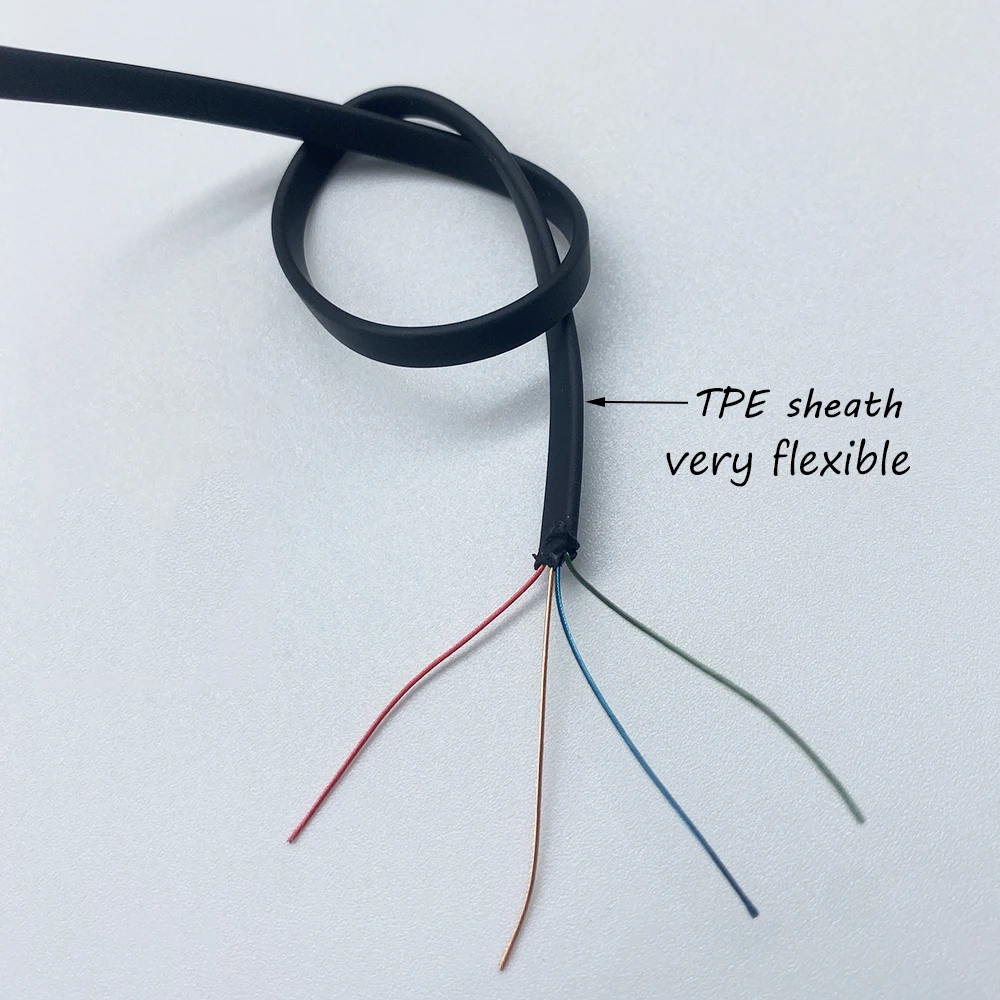 TPE Charging Wire Flexible Bluetooth Enameled Flat Headphone Cable 4 core Soft Sheath Control Noodle Line