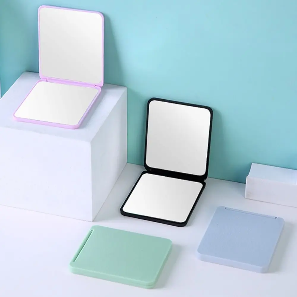 Chic High Definition Folding Square Mirror Mini INS Double-sided Flip Mirror Solid Color Pocket Cosmetic Mirror Bedroom