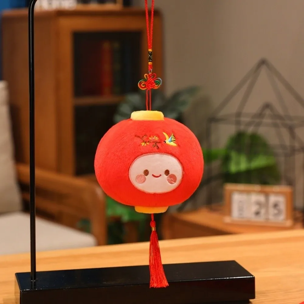 Colgante de muñeca con linterna roja china, buena suerte con borla, adorno para Festival de Primavera, juguetes de peluche de simulación suave