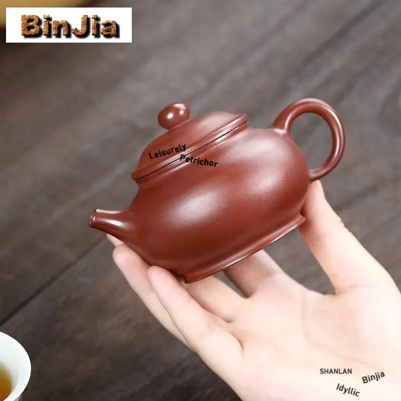 

160 мл традиционные чайники из фиолетовой глины Исин, горшок ручной работы, чайник из необработанной руды с красным драконом, грязевой чайник Цзыша, чайный сервиз, коллекция церемоний, ремесло