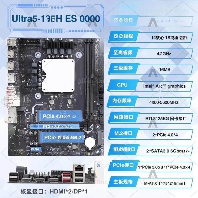 Suitable for Ultra ES Onboard CPU Motherboard Set Processor AI 125H 155H 165H