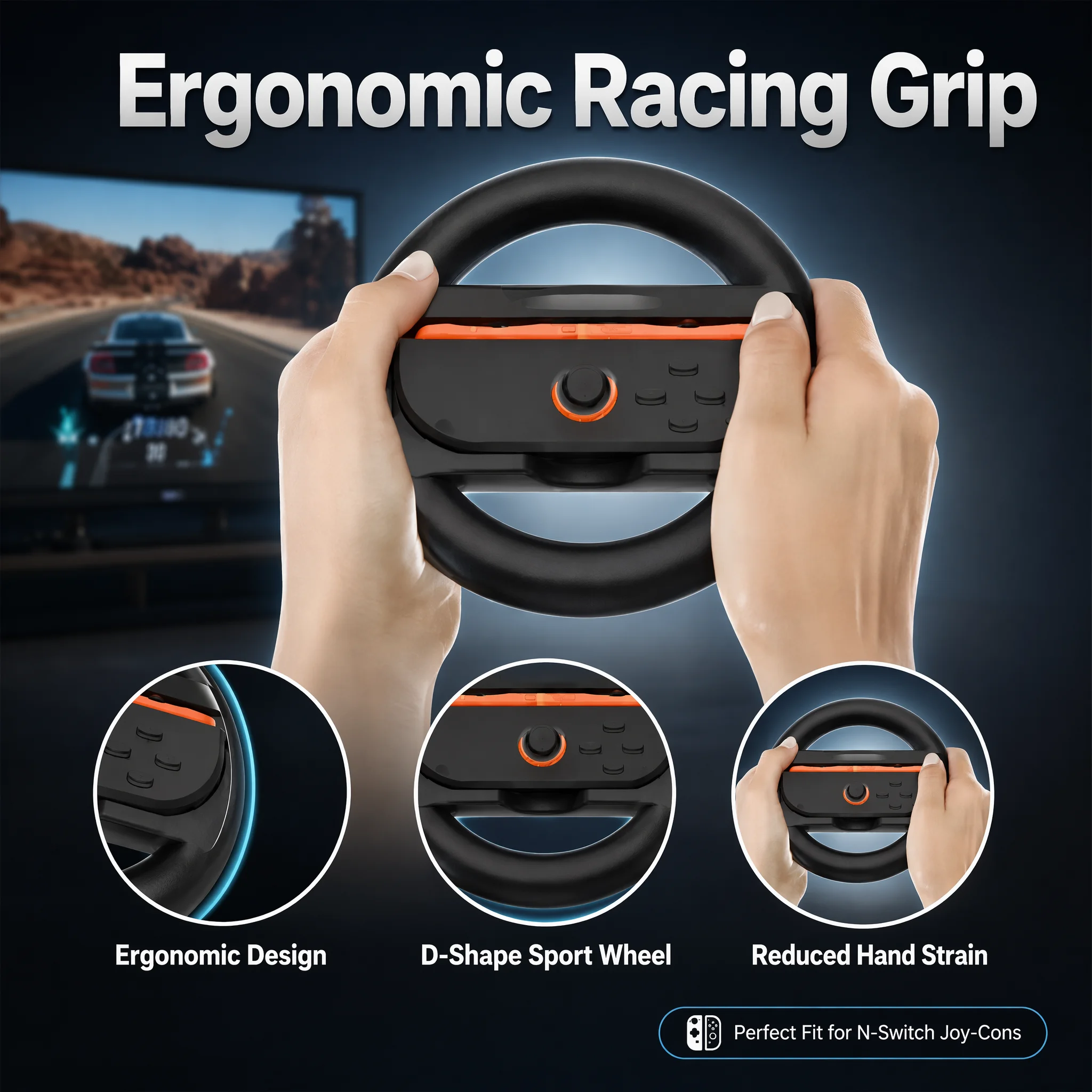 Suporte para controle de volante de jogos, 2 peças, para nintendo n-switch, console de jogos portátil, acessórios para gamepad