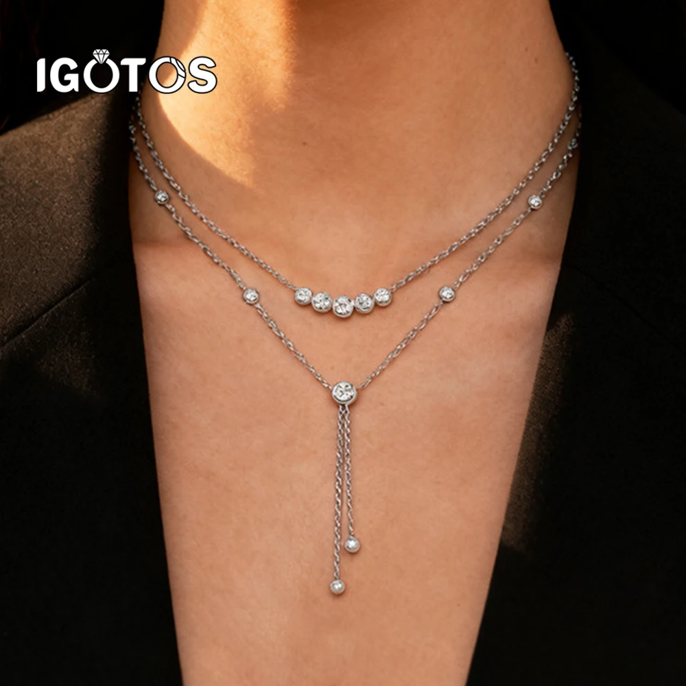 

Ожерелье из муассанита с пузырьковой кисточкой для женщин, регулируемые ювелирные изделия из стерлингового серебра 925 пробы для девочек, классическая цепочка на ключицу с пузырьками