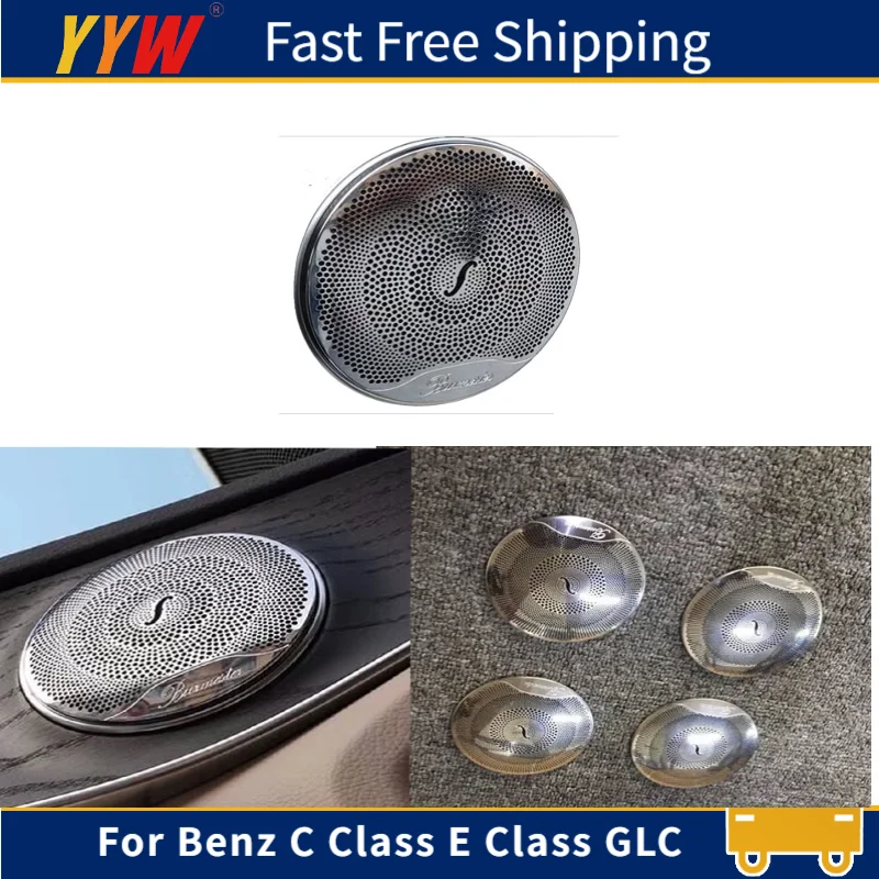 

4Pcs Audio Speaker Cover For Mercedes Benz C Class E Class GLC Silver Loudspeaker Trim Inner Car Accessories