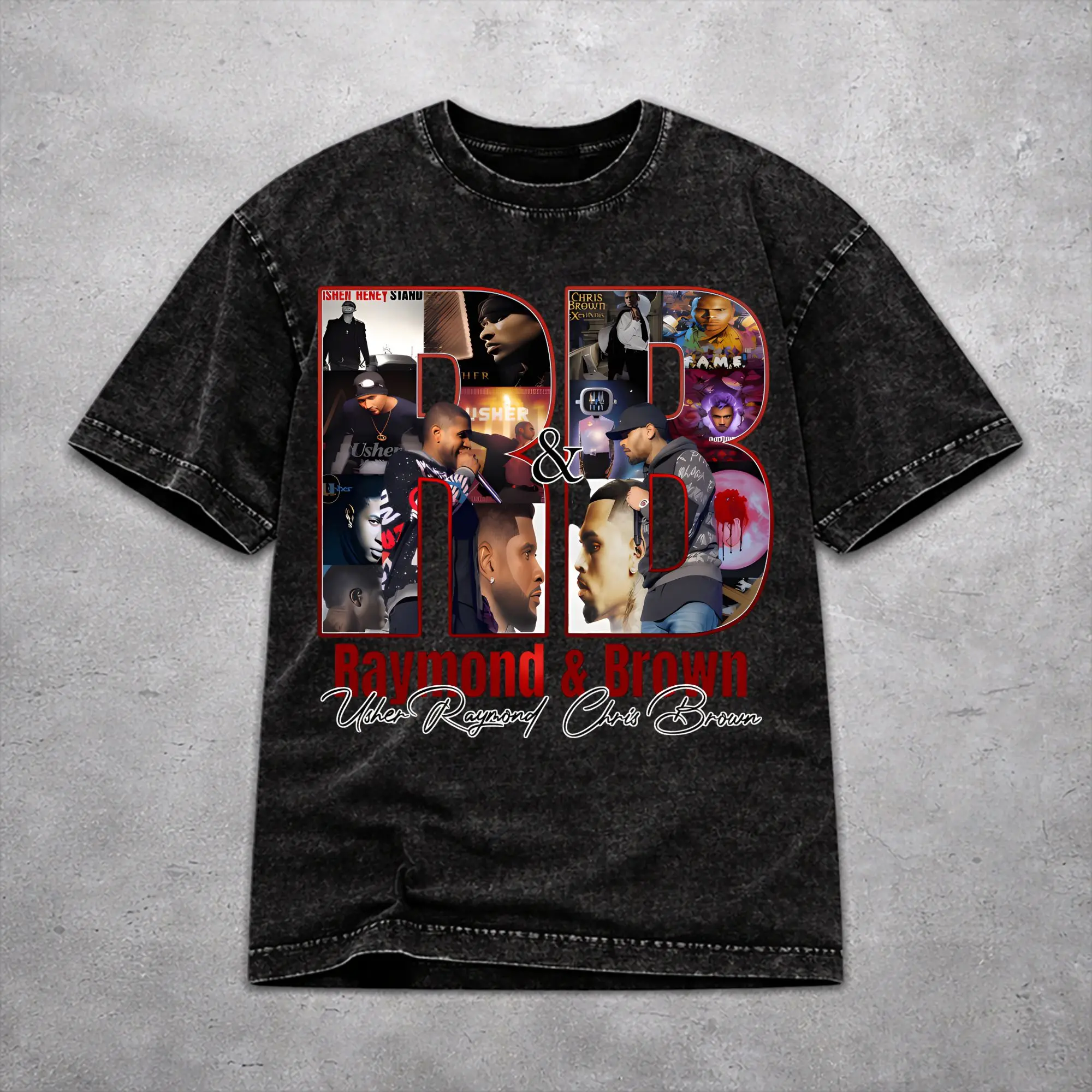 Harajuku Chris Brown Usher R&B Tour 2026 Outfit T Shirt for Men Women  Cotton Washed Tee Shirt Clothing