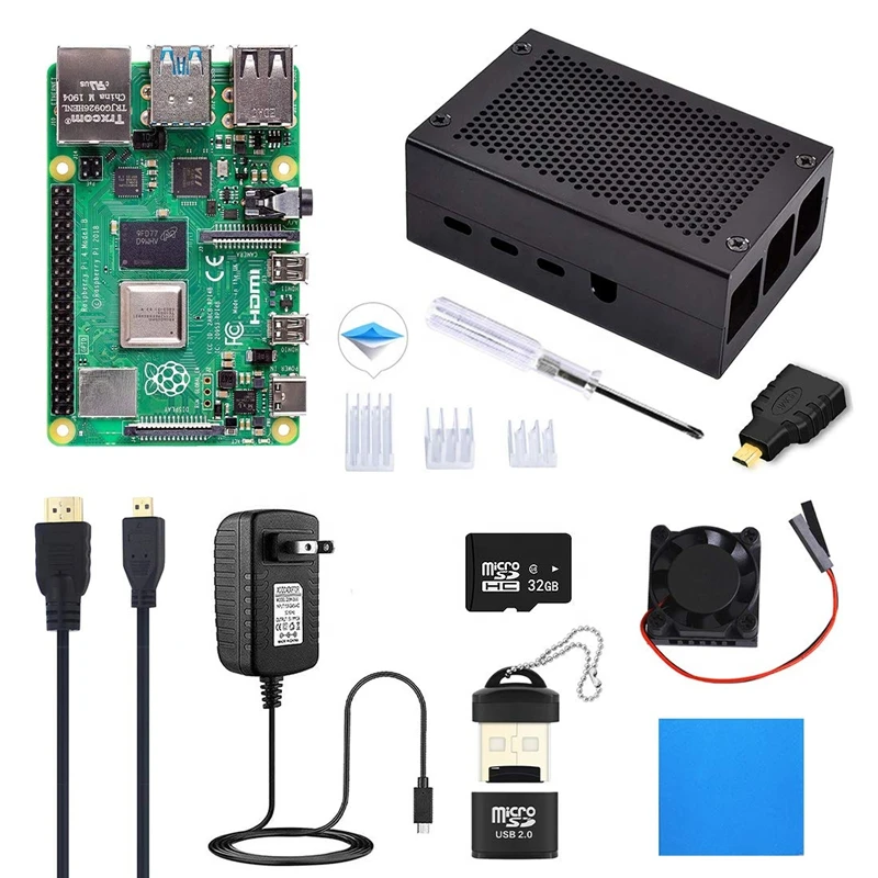 Hot Sale Starter Aluminum Alloy Case SD Cardraspberry Pi 4 Model B 8gb RAM Kit
