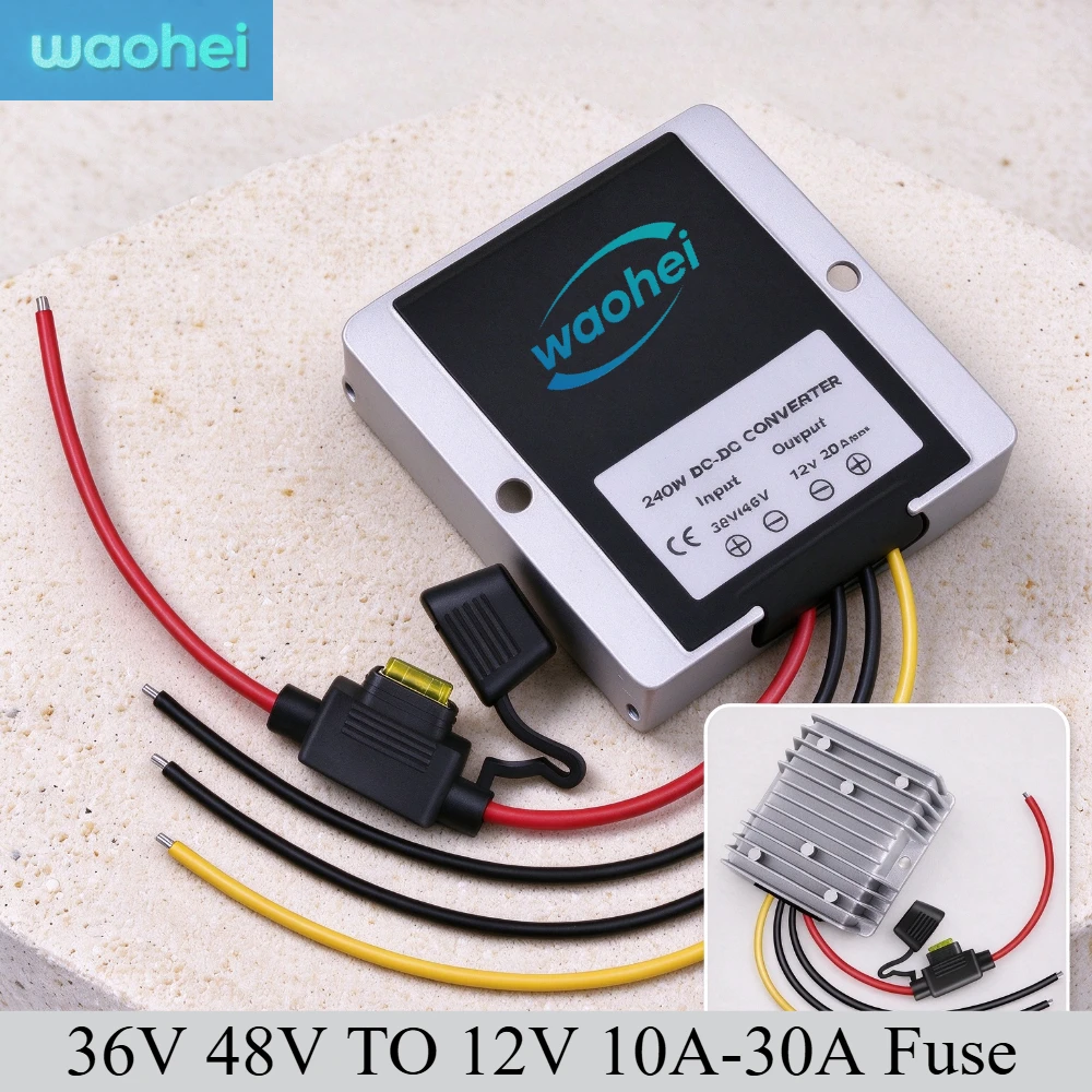 20A 240W 12v Golf Cart Step Down DC DC Converter 48V 36V to 12V 5A 10A 20A 30A  Voltage Regulator Reducer Transformer with Fuse