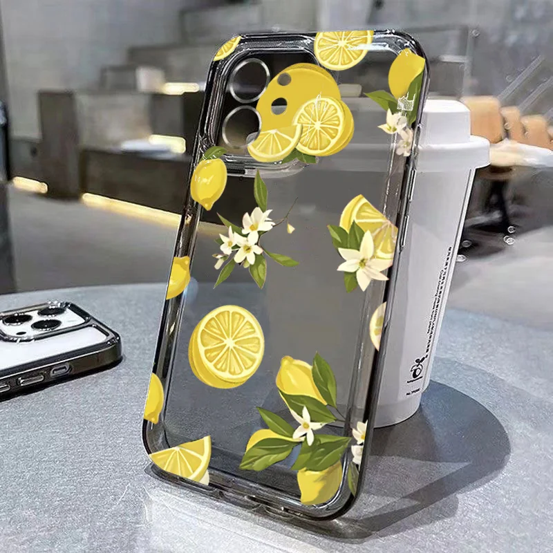 

Summer Fruit Lemon Flower Clear Case For iPhone 16 16E 15 14 13 12 11 Pro Max X XS X S Max XR SE 2020 7 8 Plus Silicone Cover