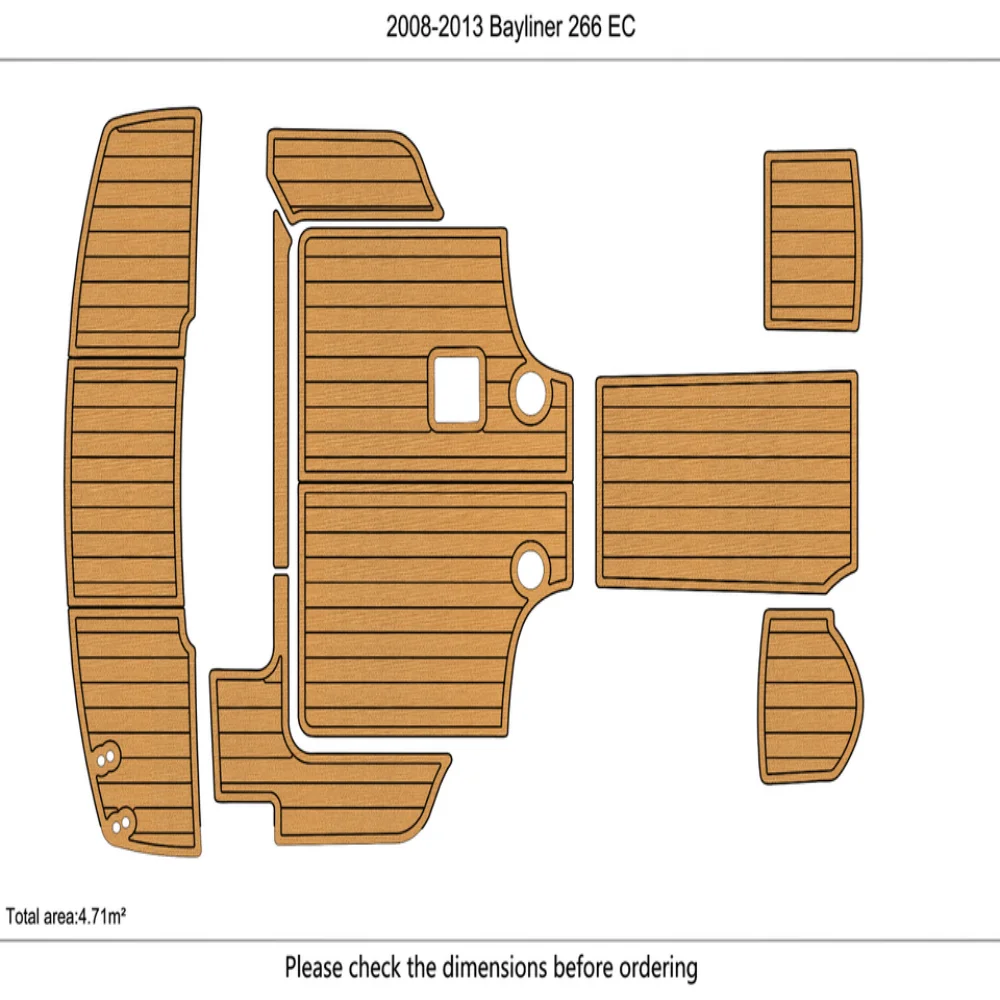 

2008-2013 Bayliner 266 EC swim platform &cockpit 1/4" 6mm EVA teak FLOOR SeaDek MarineMat Gatorstep Style Self Adhesive