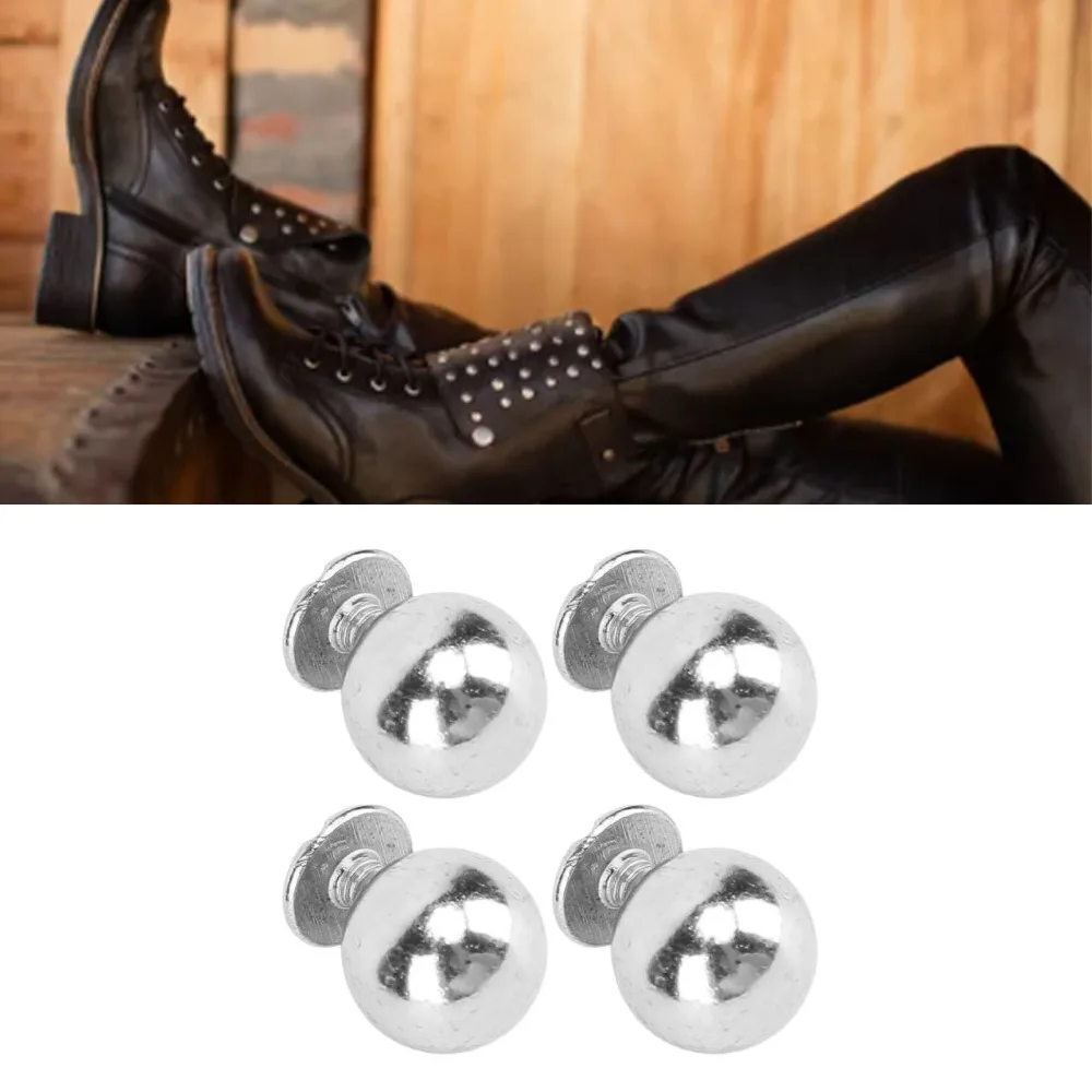 50sets Durable 8mm Diameter Ball Rivet Kits 6mm Screws Multifunctional Round Studs Rivets Metal Spikes Studs For Leather Crafts