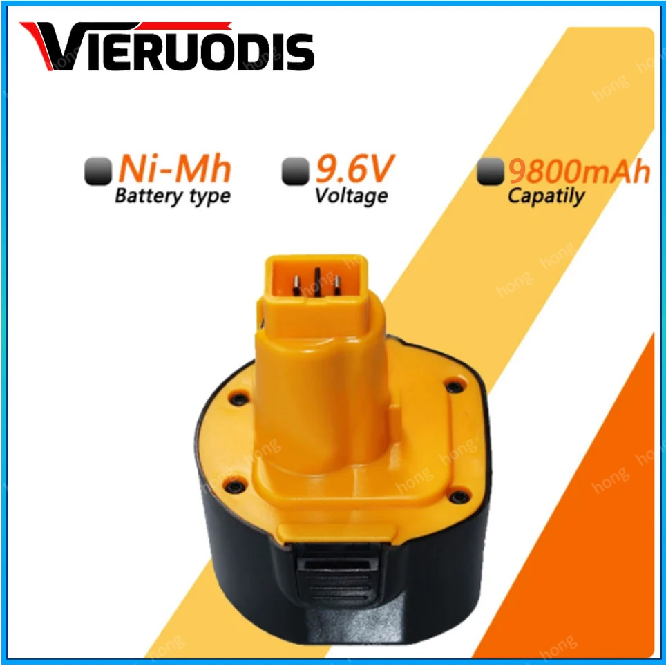 

9.6V 9800mAh Ni-MH Battery for Dewalt DE9036 DE9061 DE9062 DW9060 DW9061 DW9062 EZWA 29 DW050 DW909K DW909 DW902, DW913