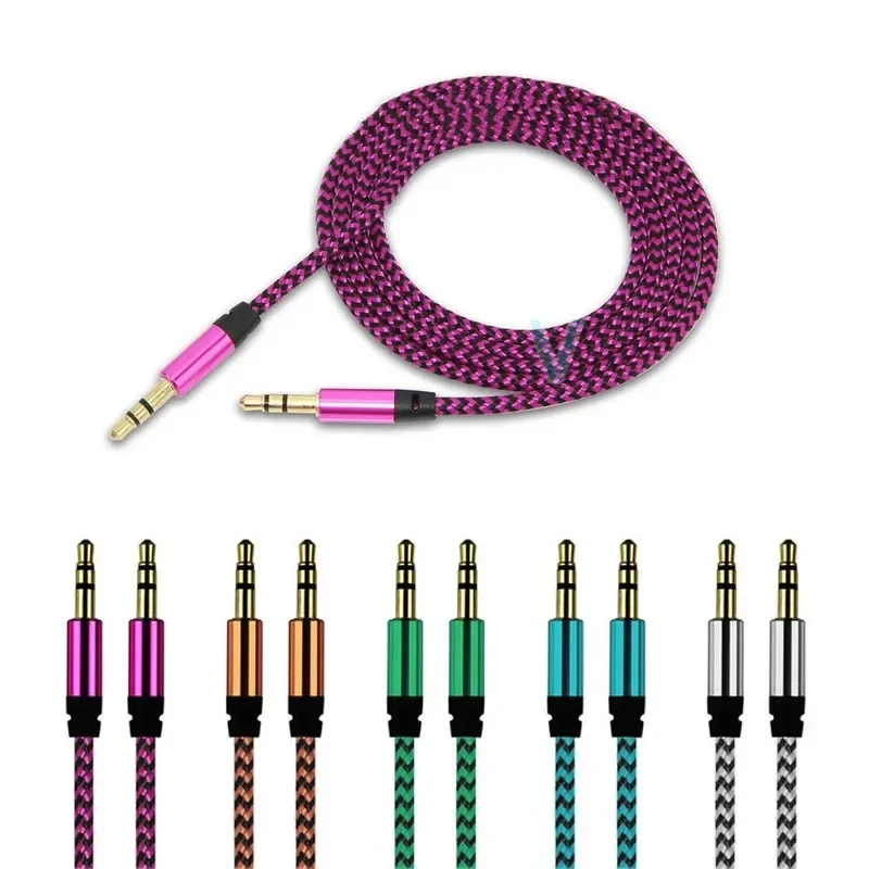 Cable auxiliar 1M Jack Cable de Audio de 3,5mm Cable de altavoz de 3,5mm Cable auxiliar de coche macho a macho para auriculares JBL iphone Samsung Cable auxiliar